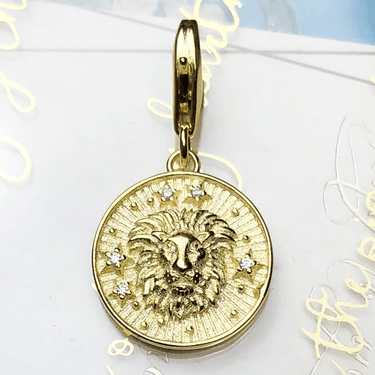Silver & Zirconia LEO Zodiac Charm in Gold
